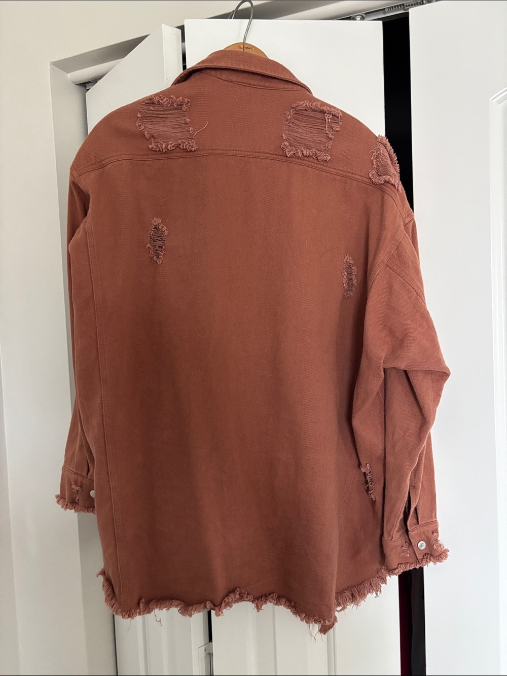 Distressed Rust Button-Up Shacket - Picture 3 of 3